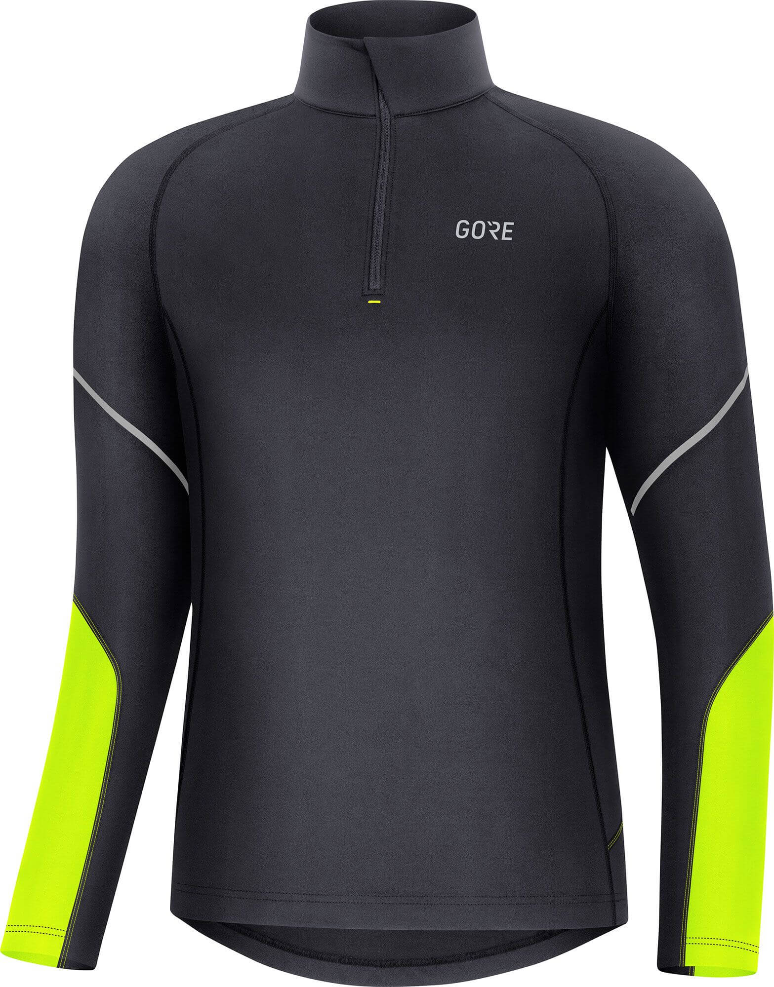 M  Mid Zip Shirt langarm black/neon yellow | XXL