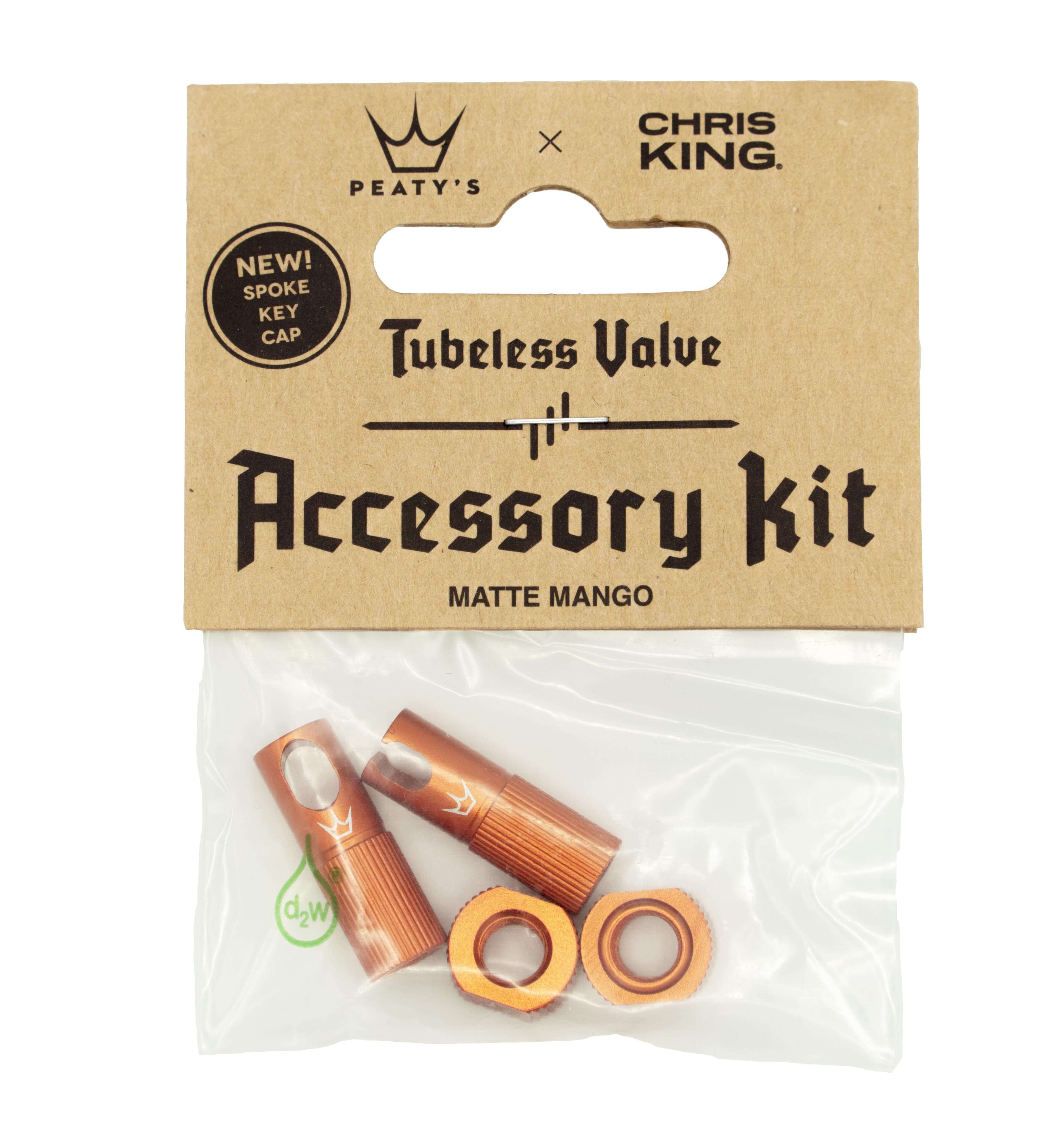 Peaty's x Chris King (MK2) Tubeless Valves Accessory Kit Mango